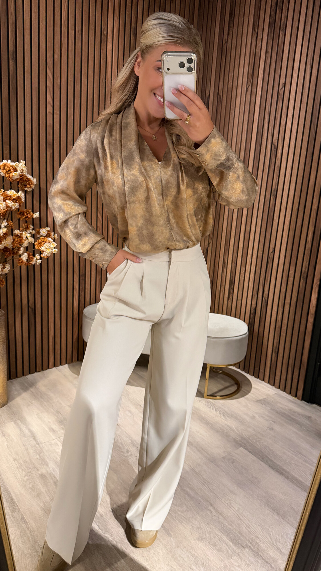 Blouse Myra Beige/Gold-0